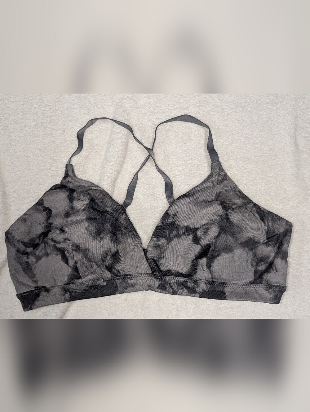 Pre-owned Athleta Medium Black and Gray Hyper Focused Bra Sz M.
